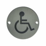 Push Plate Round - Disabled 75mm Stainless Steel