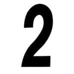 House Number TWO '2' - Concealed fix 100mm Matt Black