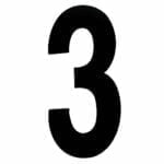 House Number THREE '3' - Concealed fix 100mm Matt Black