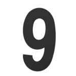 House Number NINE '9' - Concealed fix 100mm Matt Black