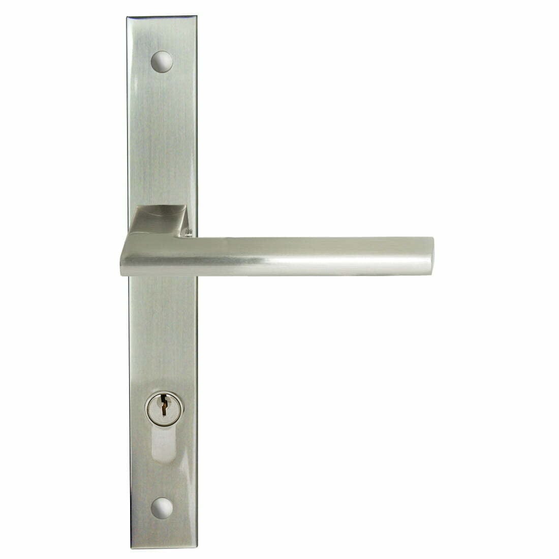 FOR207.jpg Forli Square Rosette Long Plate Set incl Mortice Lock Satin Nickel door handle