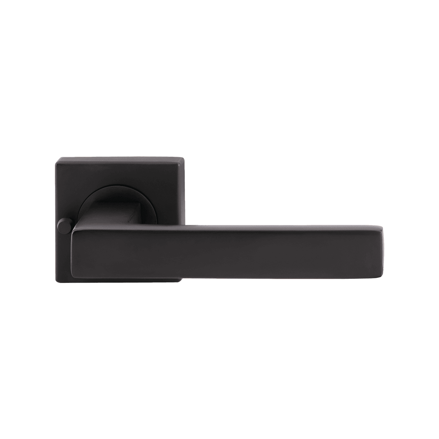 VER208BLK.png Verona Square Rosette Lever Integrated Privacy Set Matt Black door handle modern style
