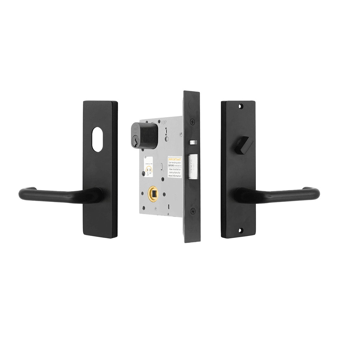 MNCKITEL-BLK Commercial Entrance Lock Kit with Keys - 90 Lever - Matt Black - Image 1