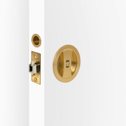 Round Cavity Slider Privacy Set Satin Brass